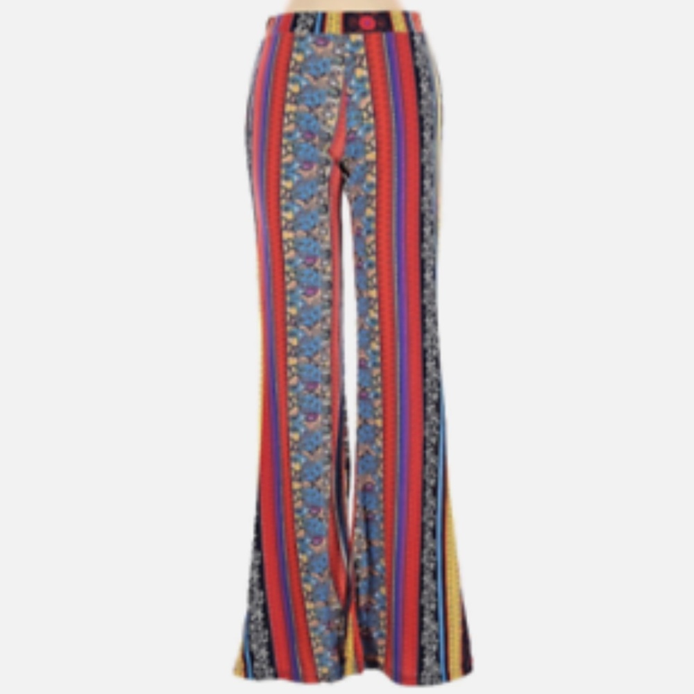 EUC ShoSho Multicolored Striped Flared Leggings Size Small / Medium